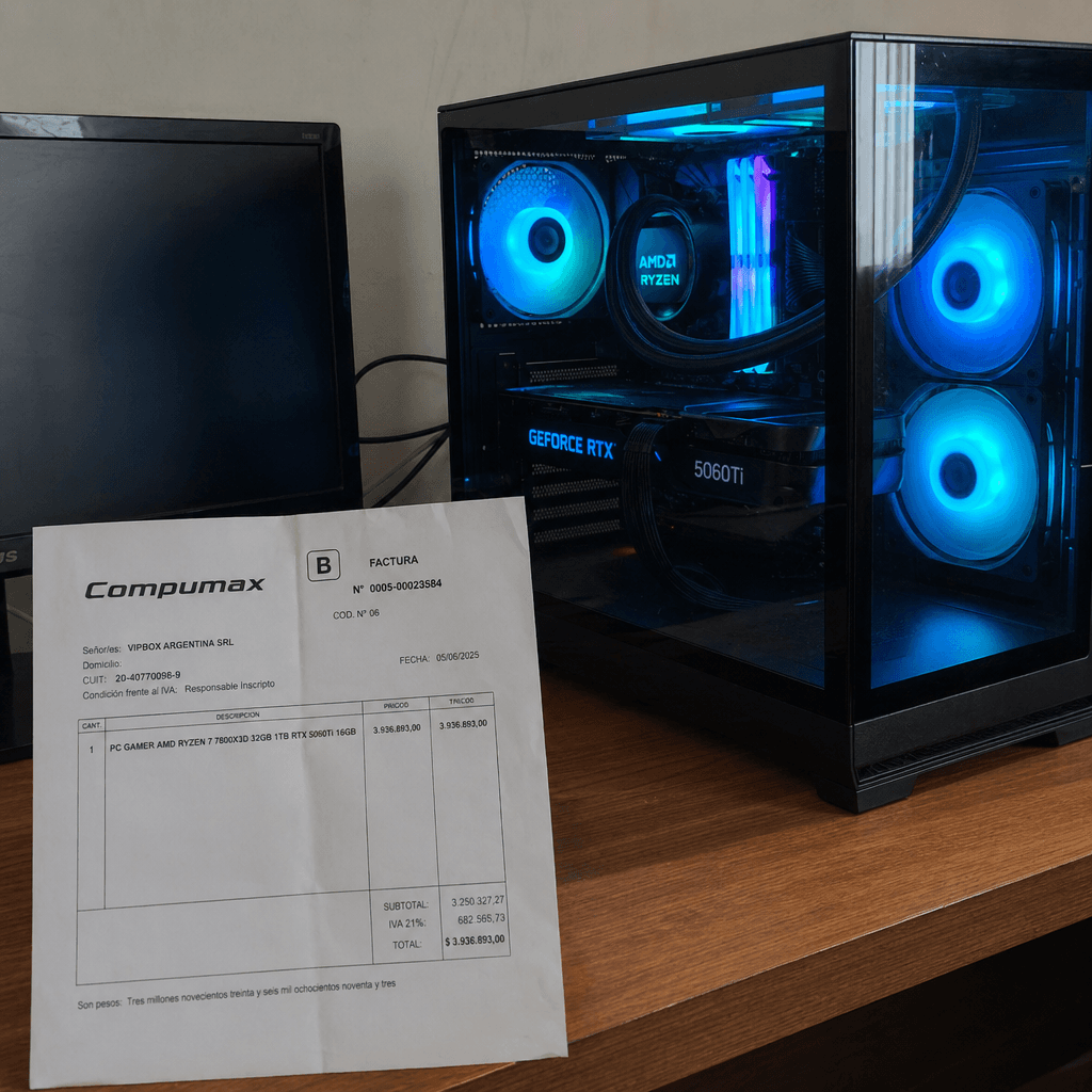 Factura legal del premio comprado por VIPBOX