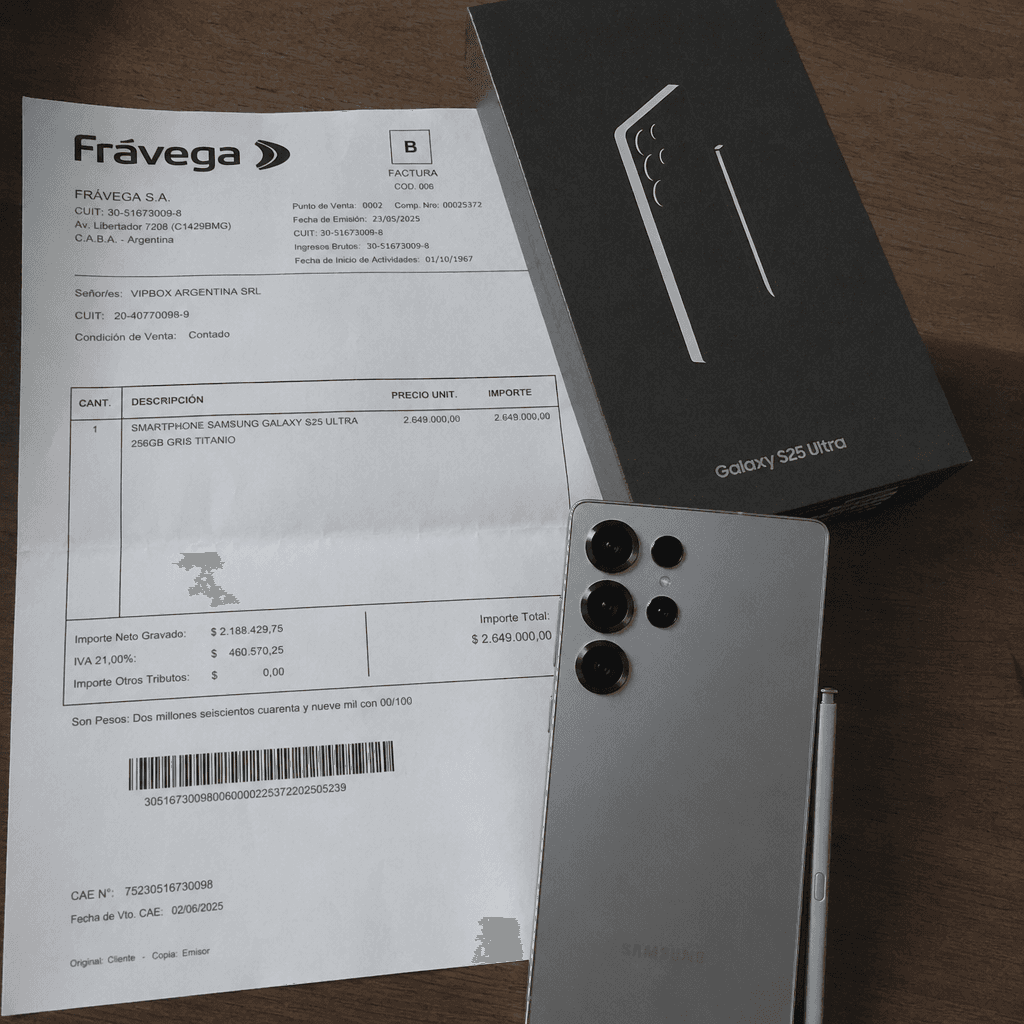Factura legal del premio comprado por VIPBOX
