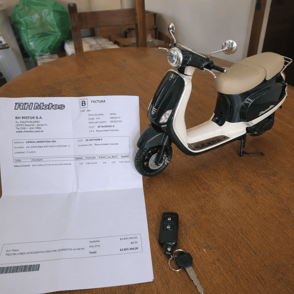 Factura legal del premio comprado por VIPBOX